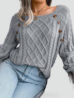 Malwina – Pulover elegant de damă, casual, cu nasturi și model la modă