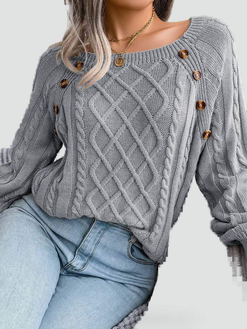 Malwina – Pulover elegant de damă, casual, cu nasturi și model la modă