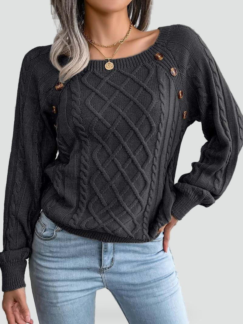 Malwina – Pulover elegant de damă, casual, cu nasturi și model la modă