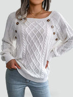 Malwina – Pulover elegant de damă, casual, cu nasturi și model la modă