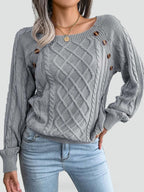 Malwina – Pulover elegant de damă, casual, cu nasturi și model la modă
