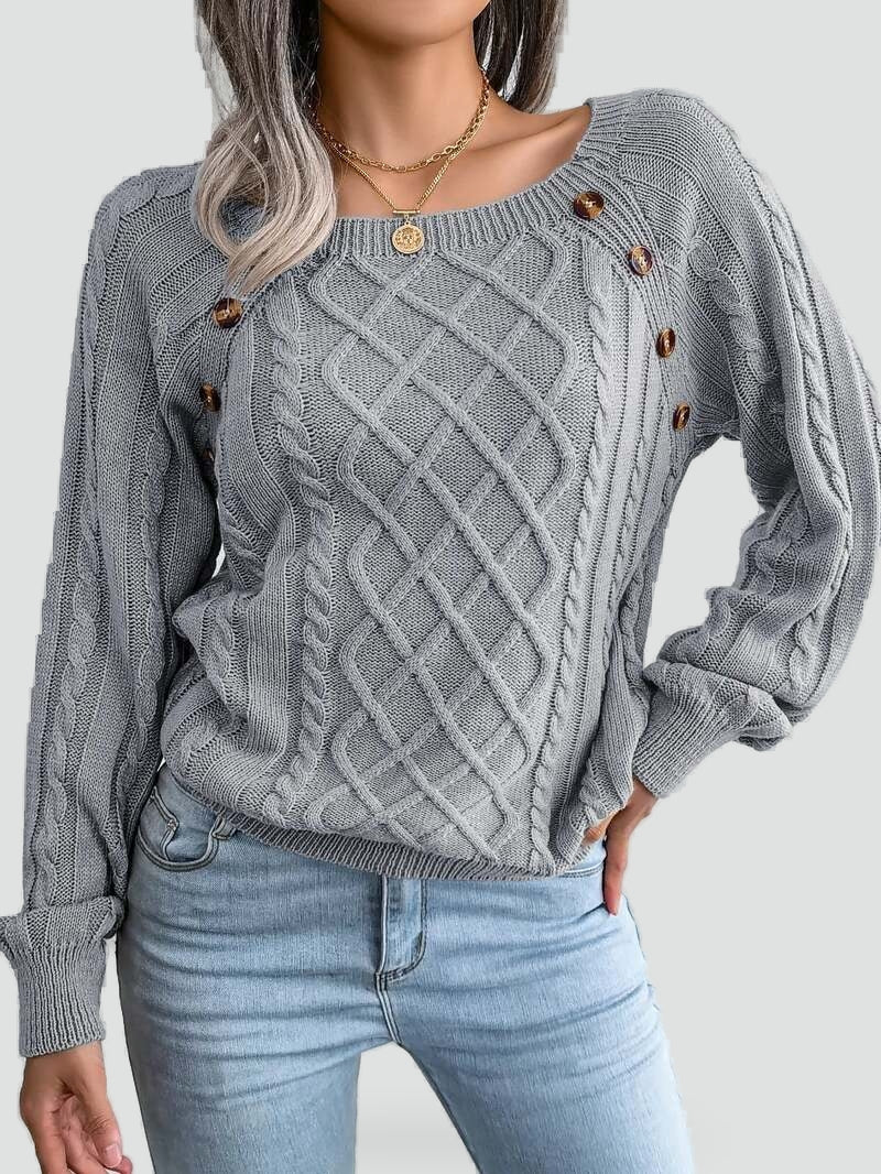 Malwina – Pulover elegant de damă, casual, cu nasturi și model la modă