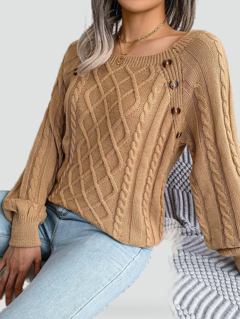 Malwina – Pulover elegant de damă, casual, cu nasturi și model la modă