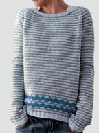 Klara – Pulover casual de damă, cu dungi și model în zigzag, confortabil