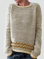 Klara – Pulover casual de damă, cu dungi și model în zigzag, confortabil