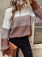 Valentina – Casual Women's Color-Block Knit Sweater with Long Sleeves