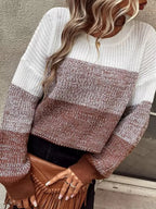Valentina – Casual Women's Color-Block Knit Sweater with Long Sleeves