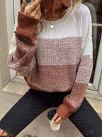 Valentina – Casual Women's Color-Block Knit Sweater with Long Sleeves