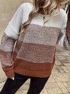 Valentina – Casual Women's Color-Block Knit Sweater with Long Sleeves