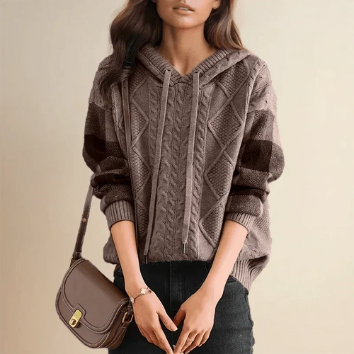 Bianca – Women's Hooded Sweater in a Colorful Cable Knit
