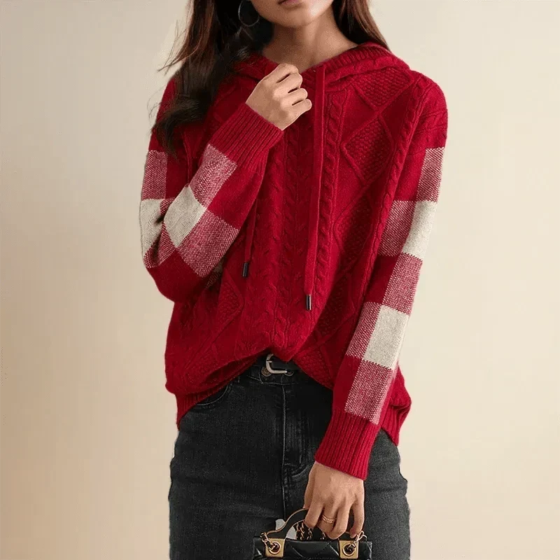 Bianca – Women's Hooded Sweater in a Colorful Cable Knit