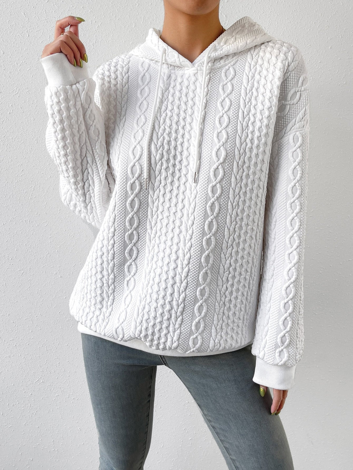 Noémie – Casual Women's Knit Hoodie with Drawstring