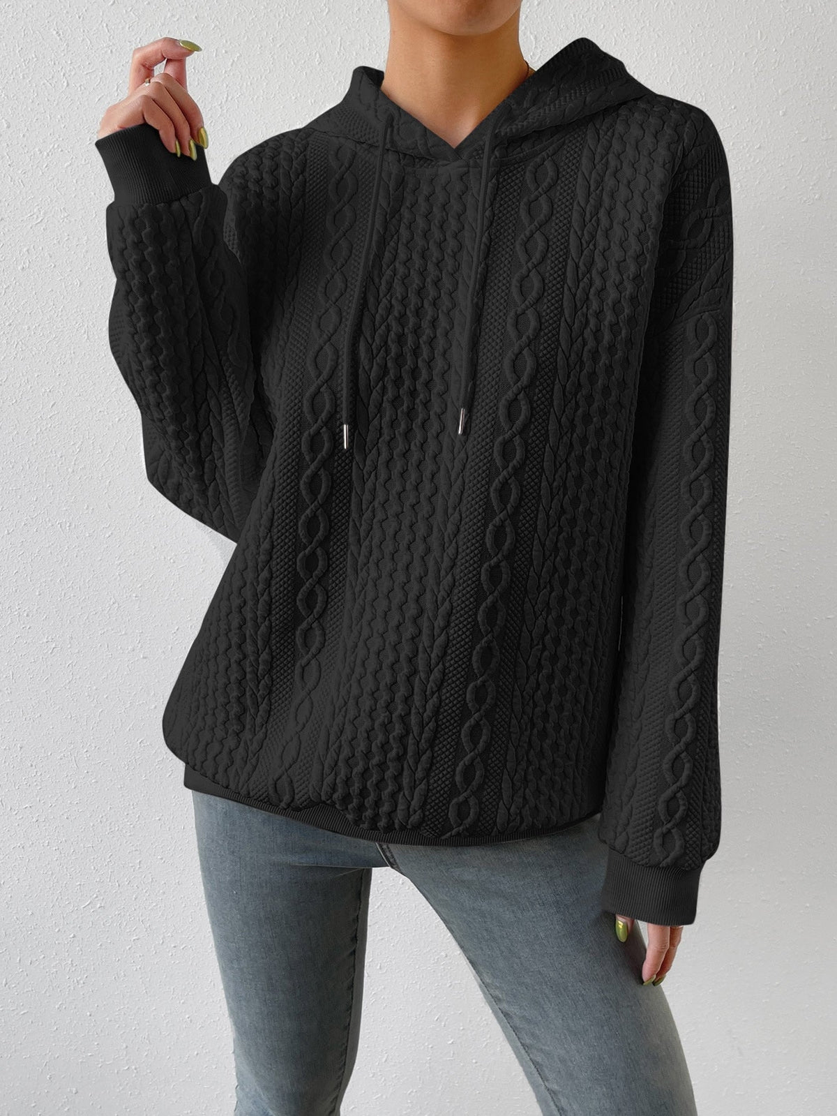Noémie – Casual Women's Knit Hoodie with Drawstring