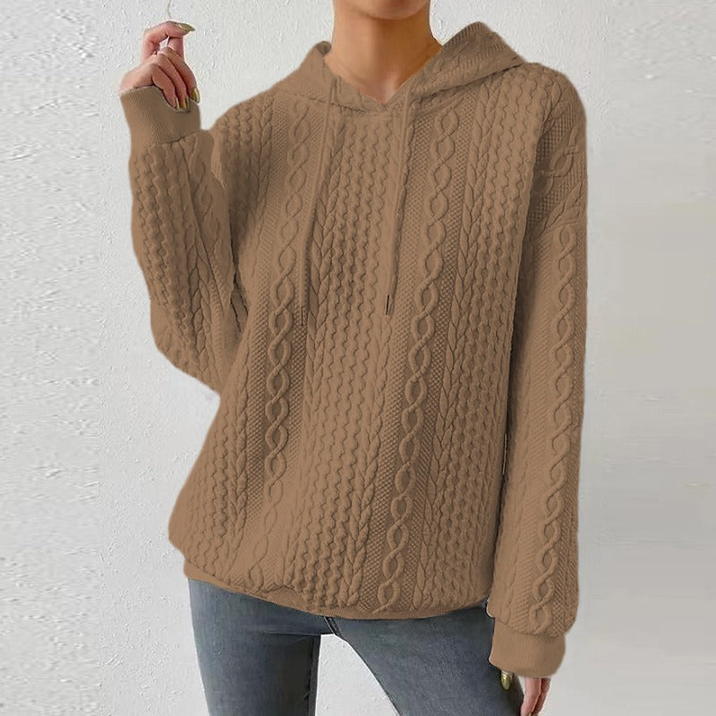 Noémie – Casual Women's Knit Hoodie with Drawstring