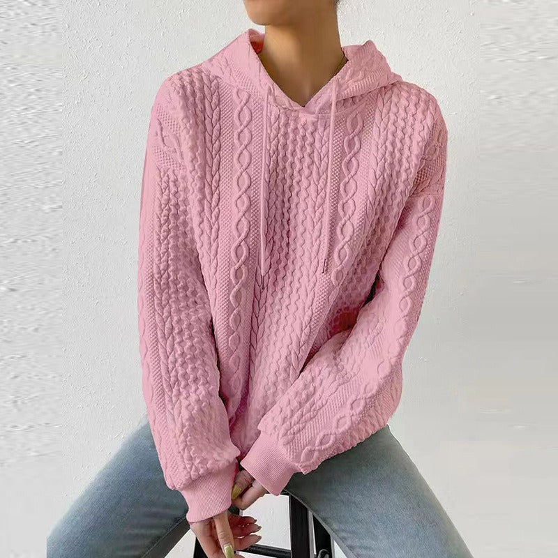 Noémie – Casual Women's Knit Hoodie with Drawstring