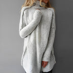 Rosalie – Casual Women's Long-Sleeve Tunic Sweater with a High Collar