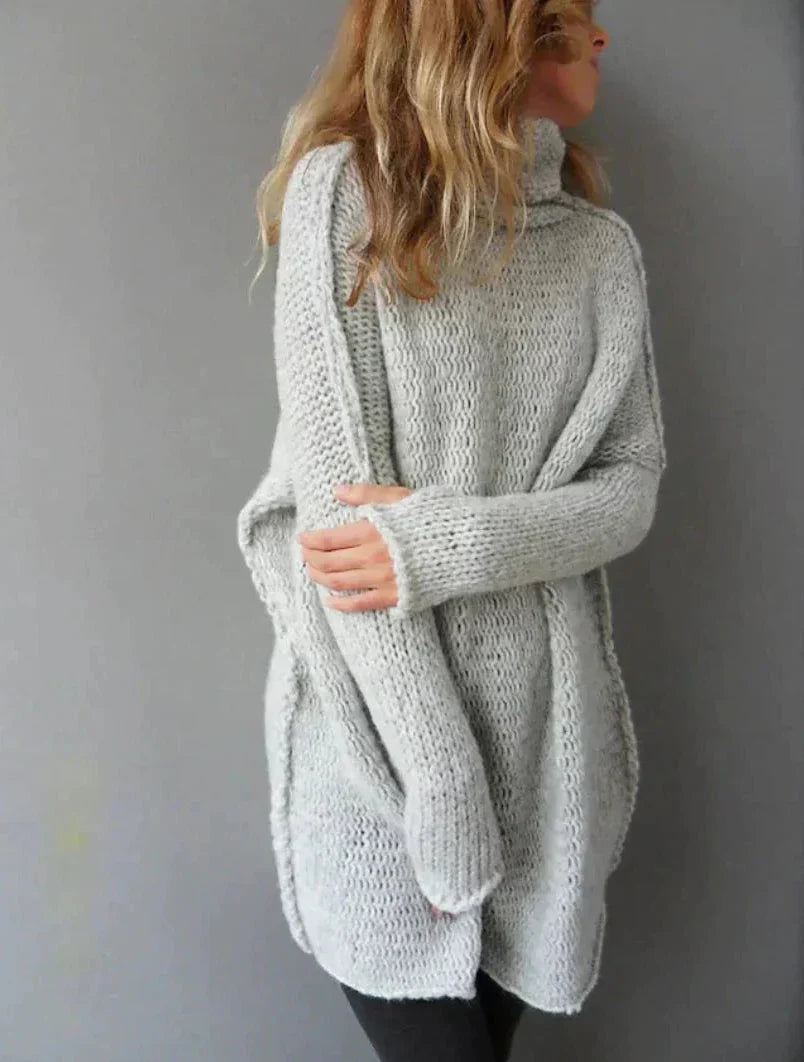 Rosalie – Damska Tunika Sweter z Długim Rękawem i Wysokim Kołnierzem Casual