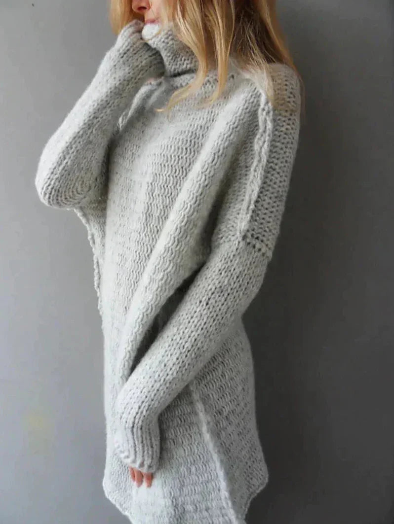 Rosalie – Damska Tunika Sweter z Długim Rękawem i Wysokim Kołnierzem Casual