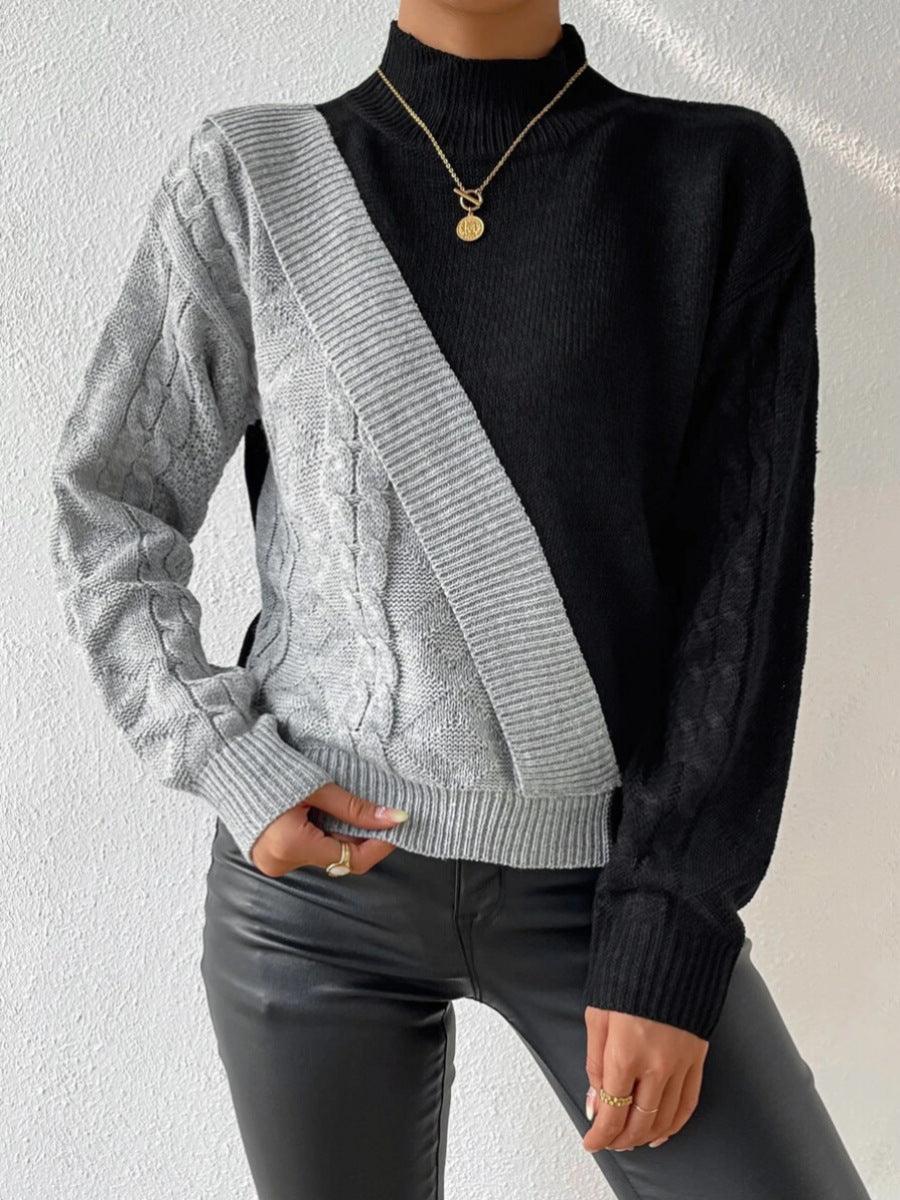 Aurelia – Women's Sweater with an Asymmetric Knit and Mock Neck