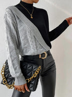 Aurelia – Women's Sweater with an Asymmetric Knit and Mock Neck