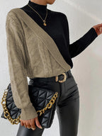 Aurelia – Women's Sweater with an Asymmetric Knit and Mock Neck