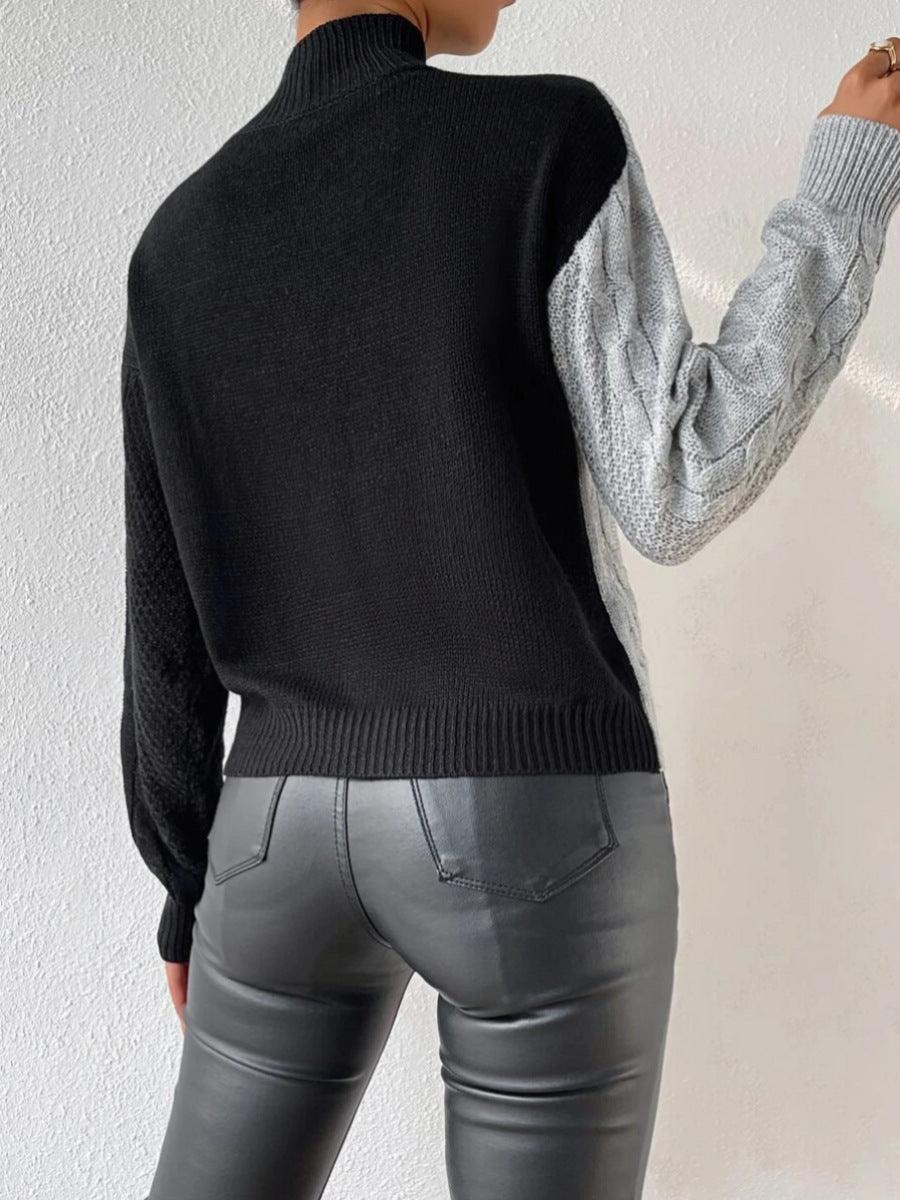 Aurelia – Women's Sweater with an Asymmetric Knit and Mock Neck