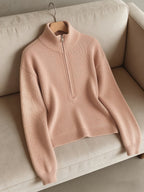 Anastasia – Damski Casualowy Sweter ze Stójką i Półsuwnym Zamkiem