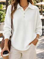 Chiara – Women's Textured Sweater with Polo Collar and Buttons