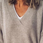Estelle – Women's Long-Sleeve Knit Sweater with a V-Neck