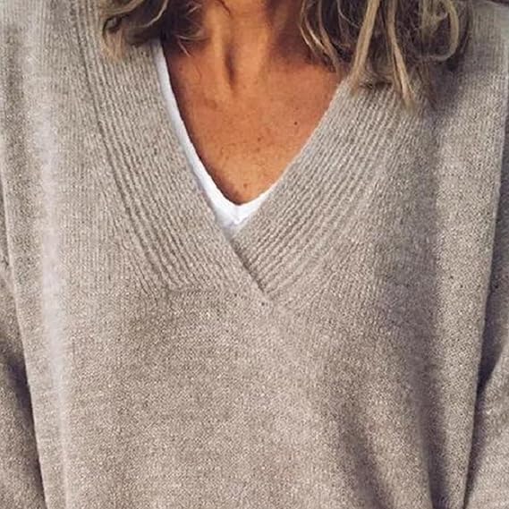Estelle – Women's Long-Sleeve Knit Sweater with a V-Neck